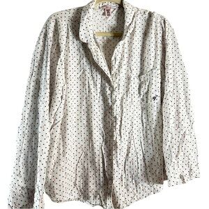 Victoria’s Secret White Polka Dot Pajama Top XL Long Sleeve Button Front